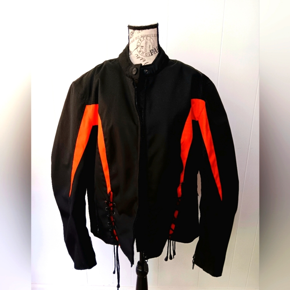 Nexgen Womens Textile Motorcycle Jacket Orange Race Stripes Size 3X